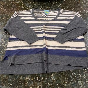 Knitted stripes blouse used quarter sleeves